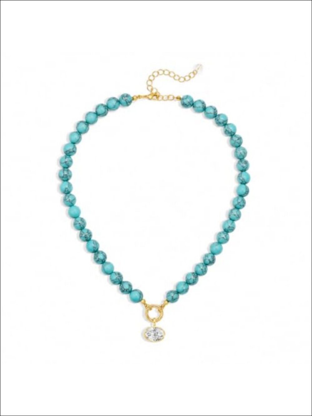 Natural Stone Beaded Necklace Detachable Crystal Pendant Adjustable Boho Choker